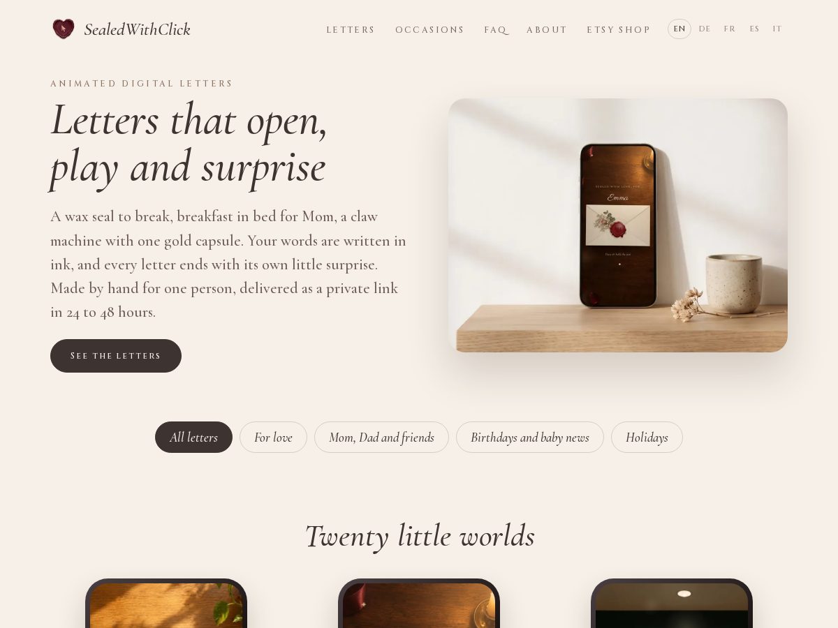 Landing-page snapshot of sealedwithclick.com