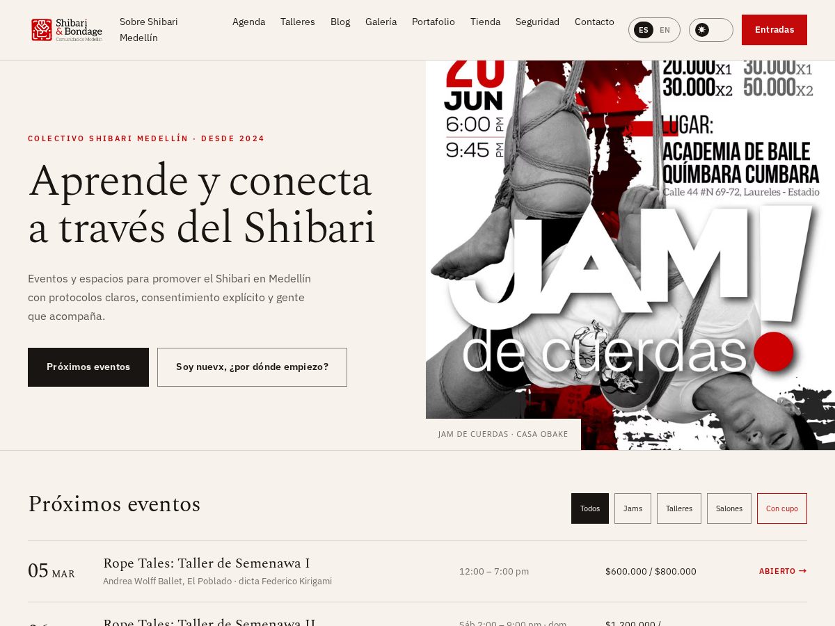 Landing-page snapshot of shibarimedellin.com