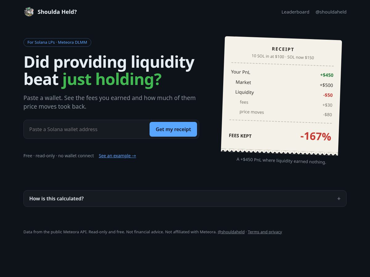 Landing-page snapshot of shouldaheld.com