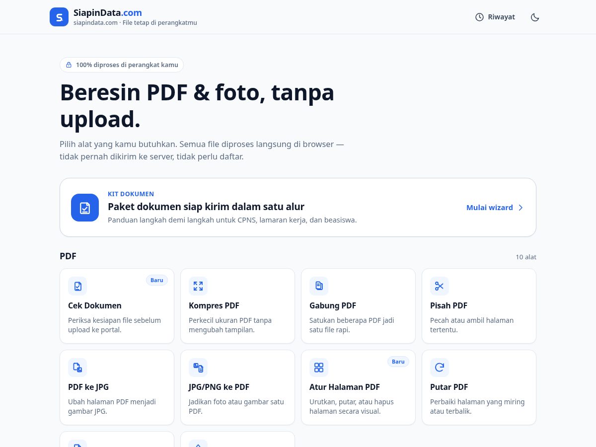 Landing-page snapshot of siapindata.com