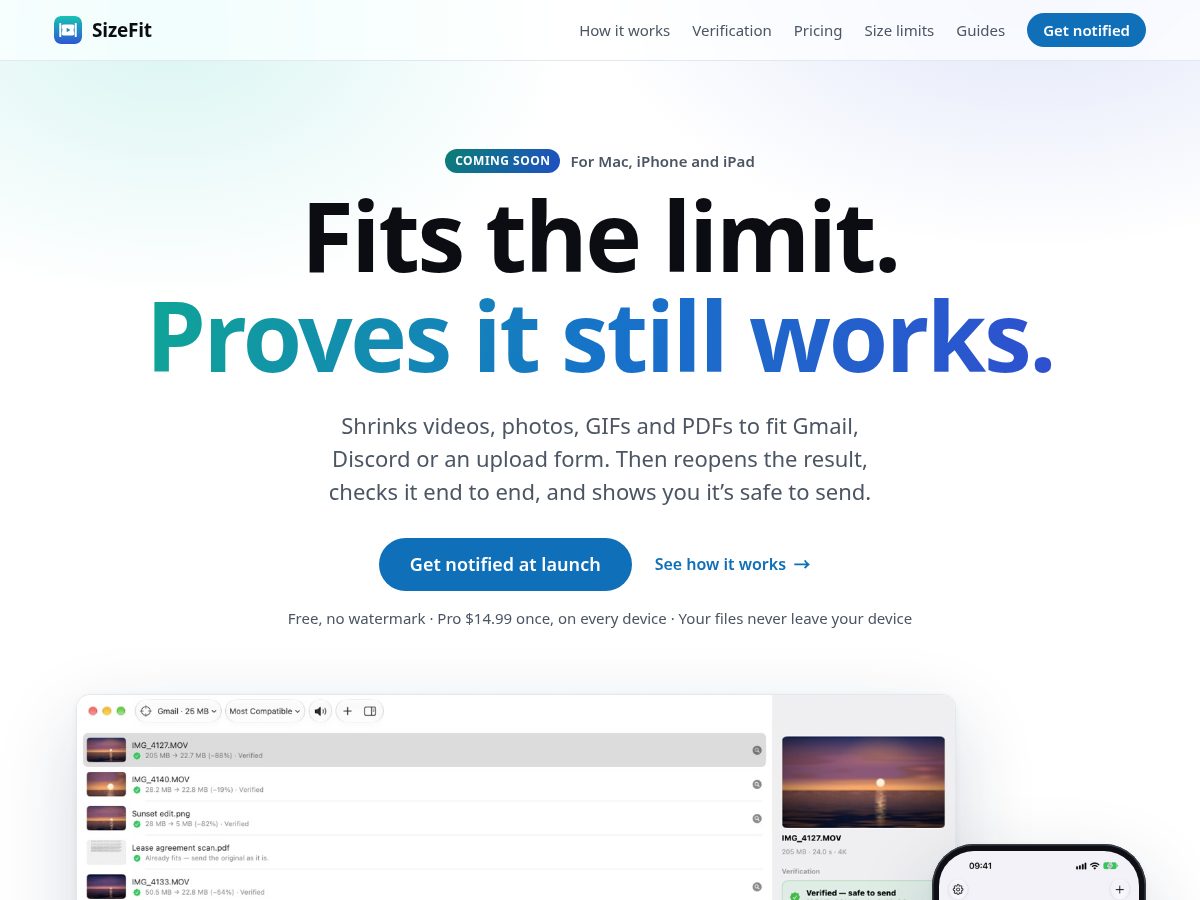 Landing-page snapshot of sizefit.app