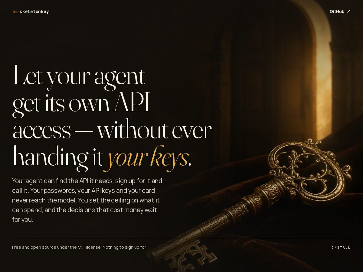 Landing-page snapshot of skeletonkey.run
