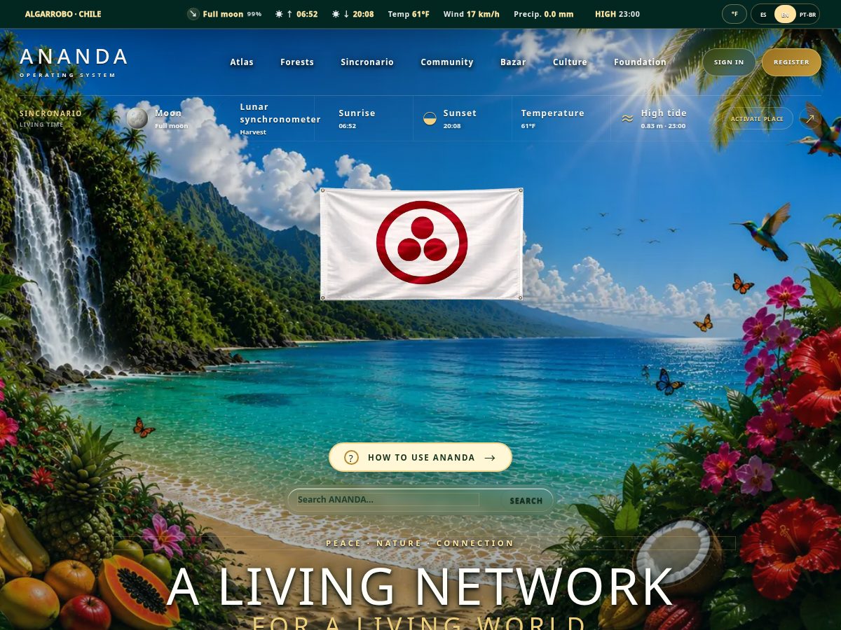Landing-page snapshot of somosananda.org