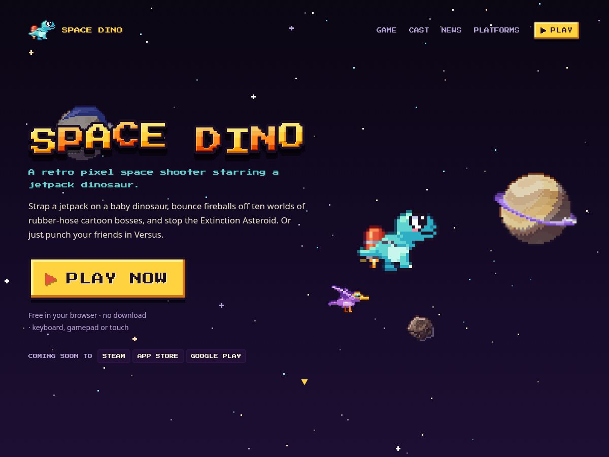 Landing-page snapshot of spacedino.app
