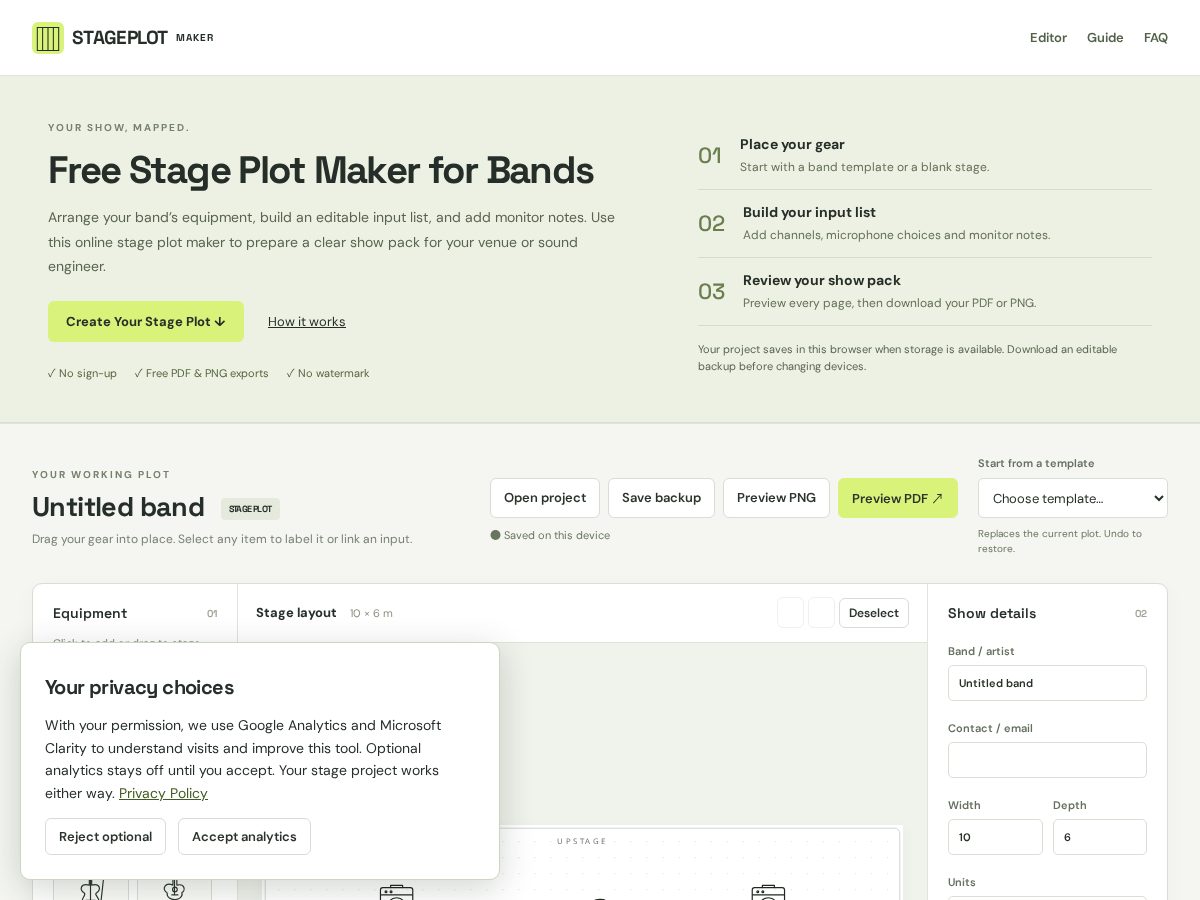 Landing-page snapshot of stageplotmaker.org
