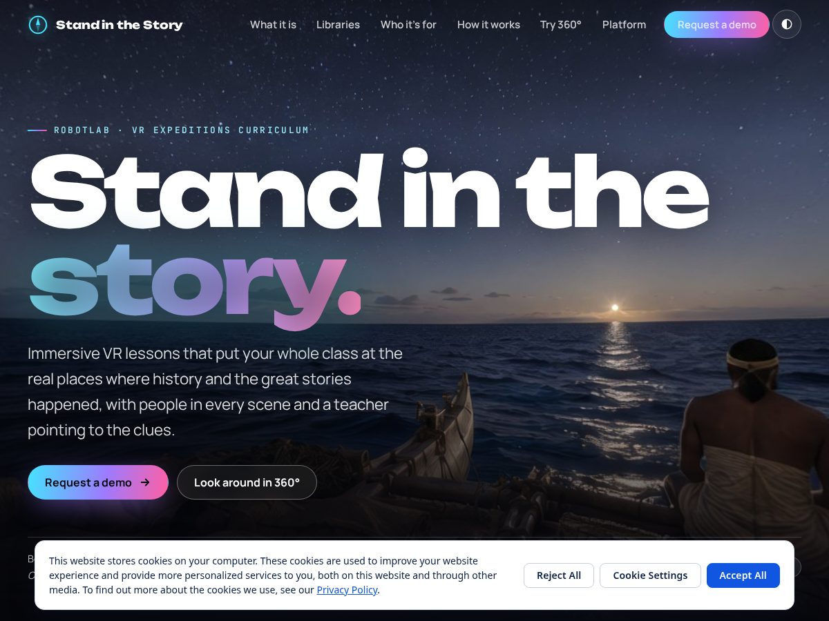 Landing-page snapshot of standinthestory.com