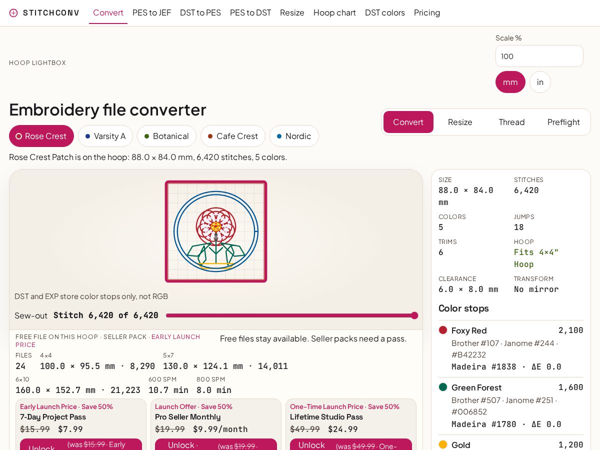 Landing-page snapshot of stitchfileconverter.com