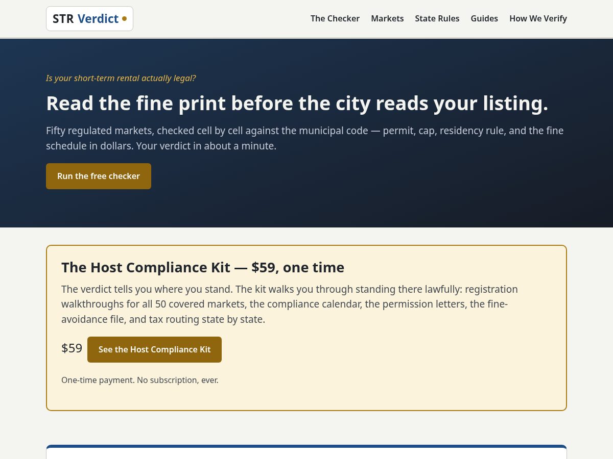 Landing-page snapshot of strverdict.com