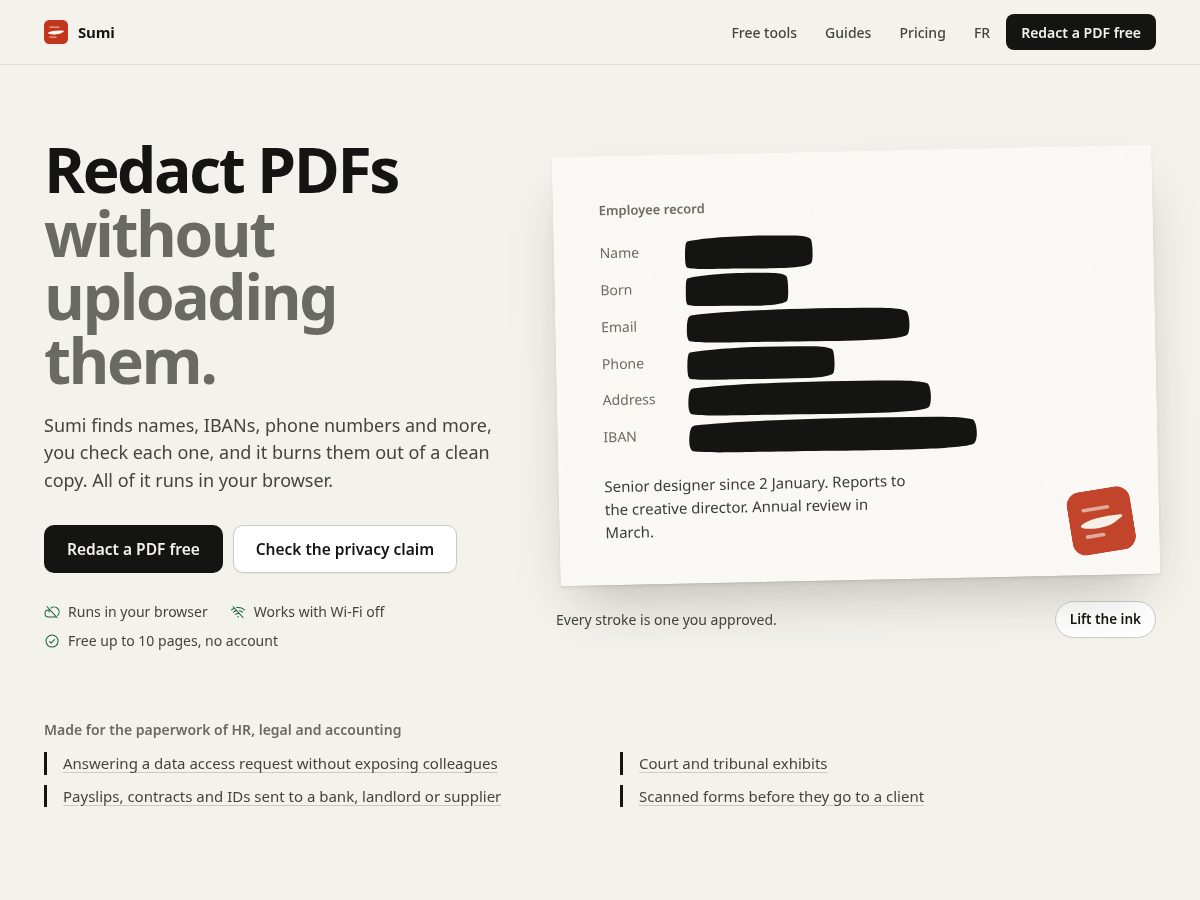 Landing-page snapshot of sumipdf.com