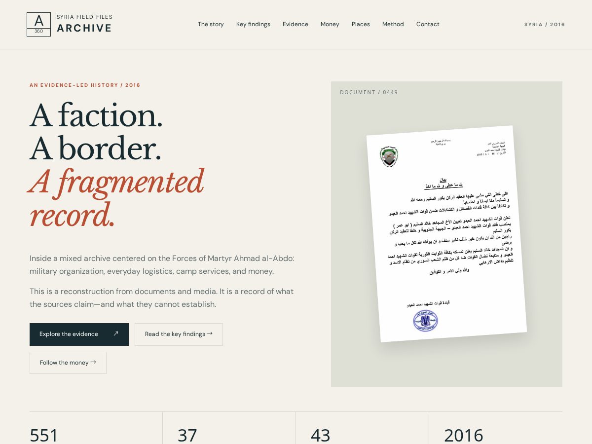 Landing-page snapshot of syriafieldfiles.org
