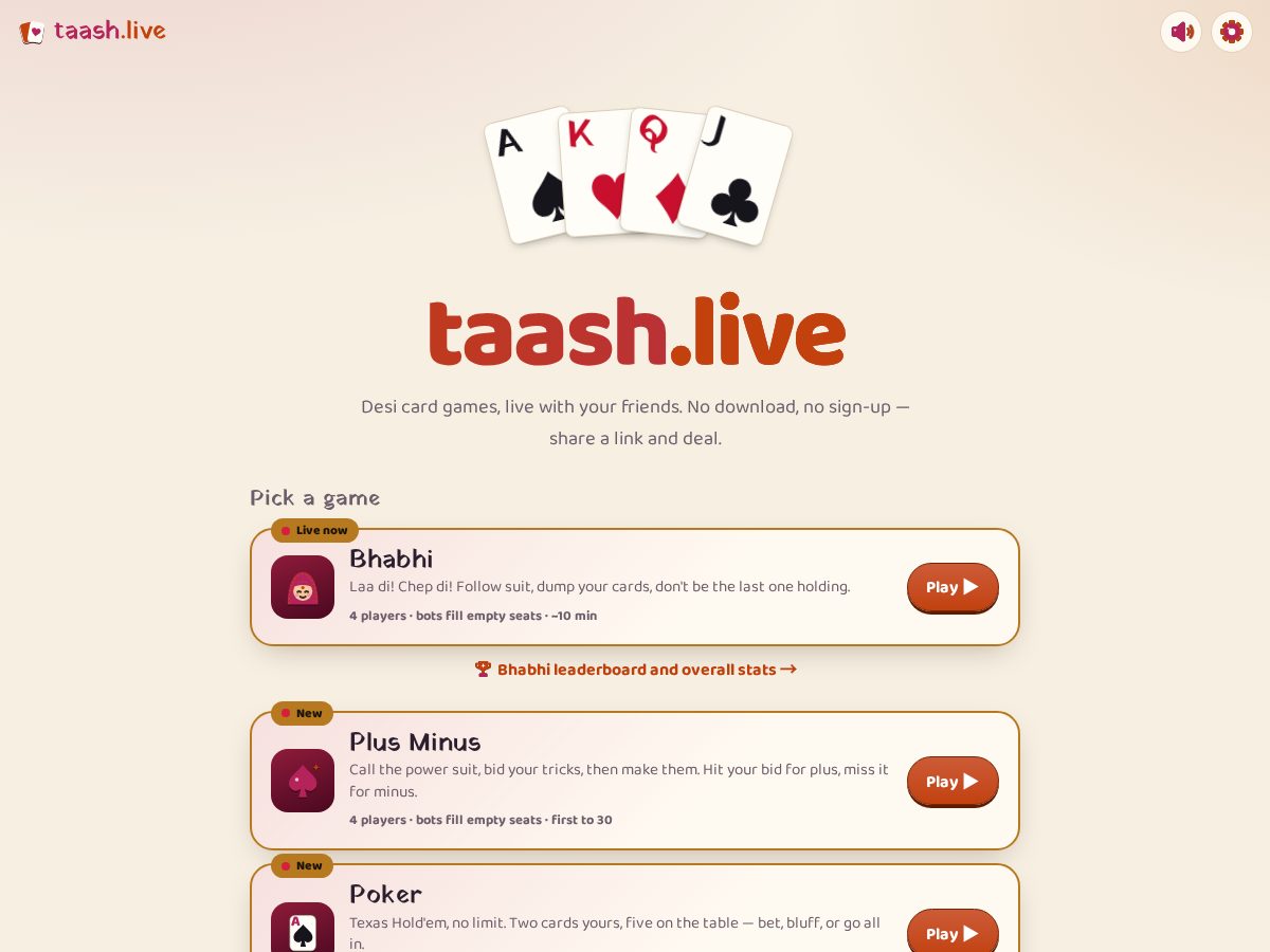 Landing-page snapshot of taash.live
