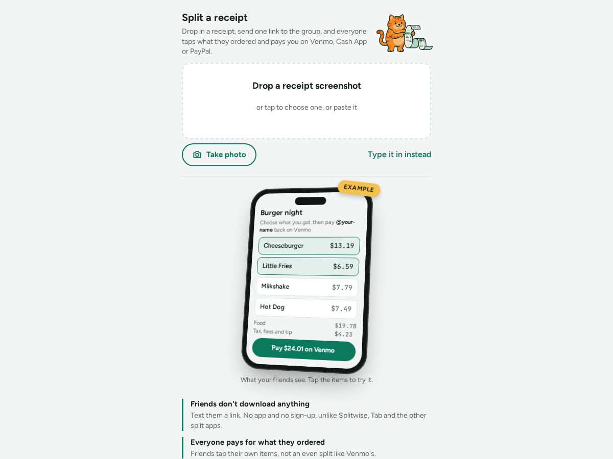 Landing-page snapshot of tabsies.app