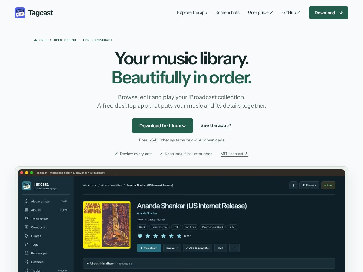 Landing-page snapshot of tagcast.app