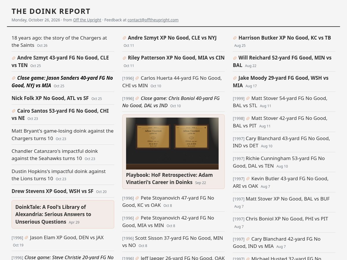 Landing-page snapshot of thedoinkreport.com