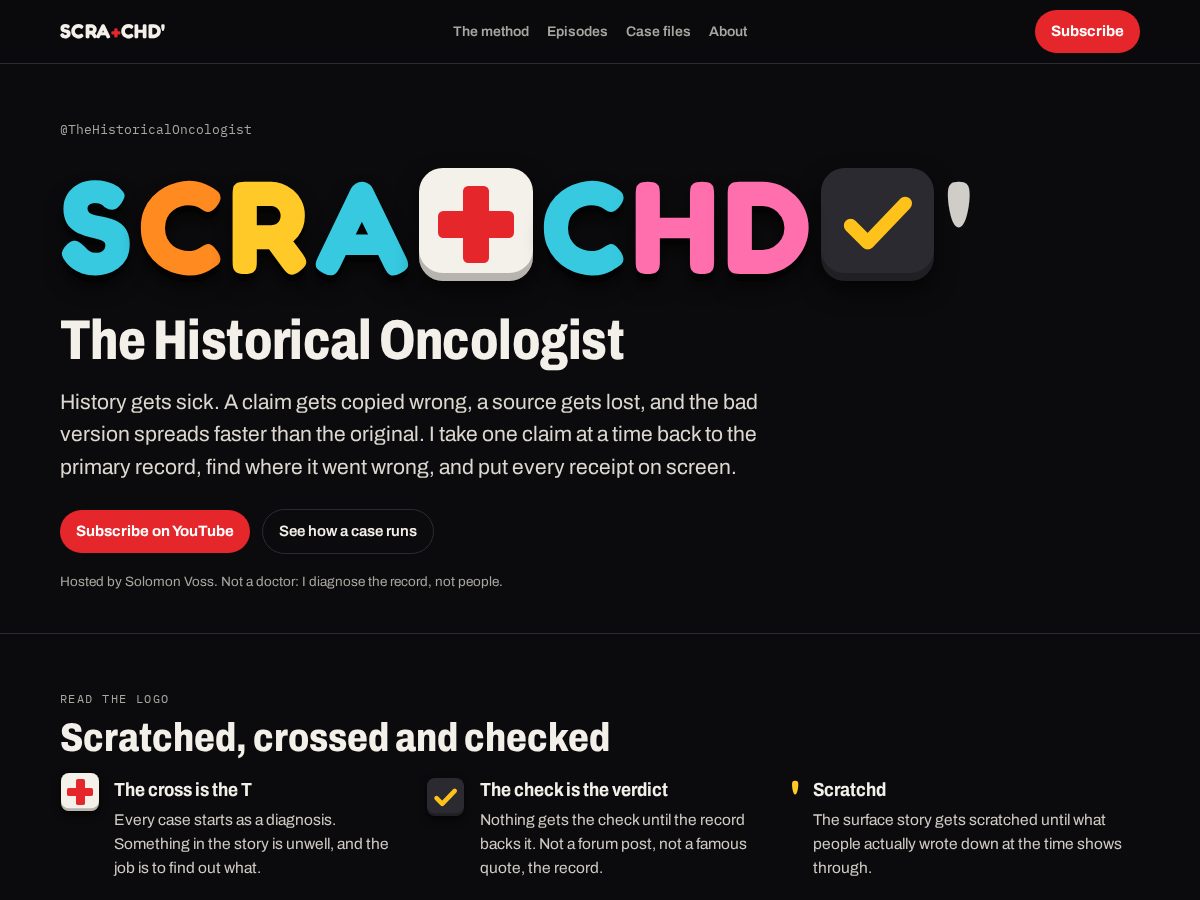 Landing-page snapshot of thehistoricaloncologist.org