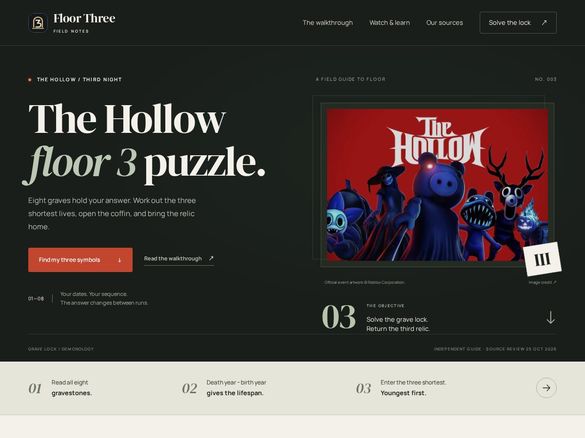 Landing-page snapshot of thehollowfloor3puzzle.sbs