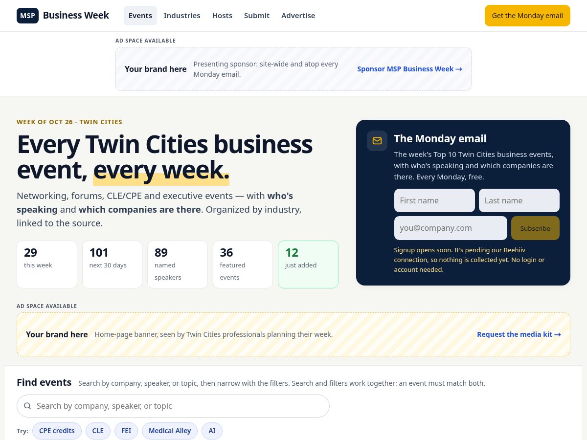 Landing-page snapshot of theleaderslineup.com
