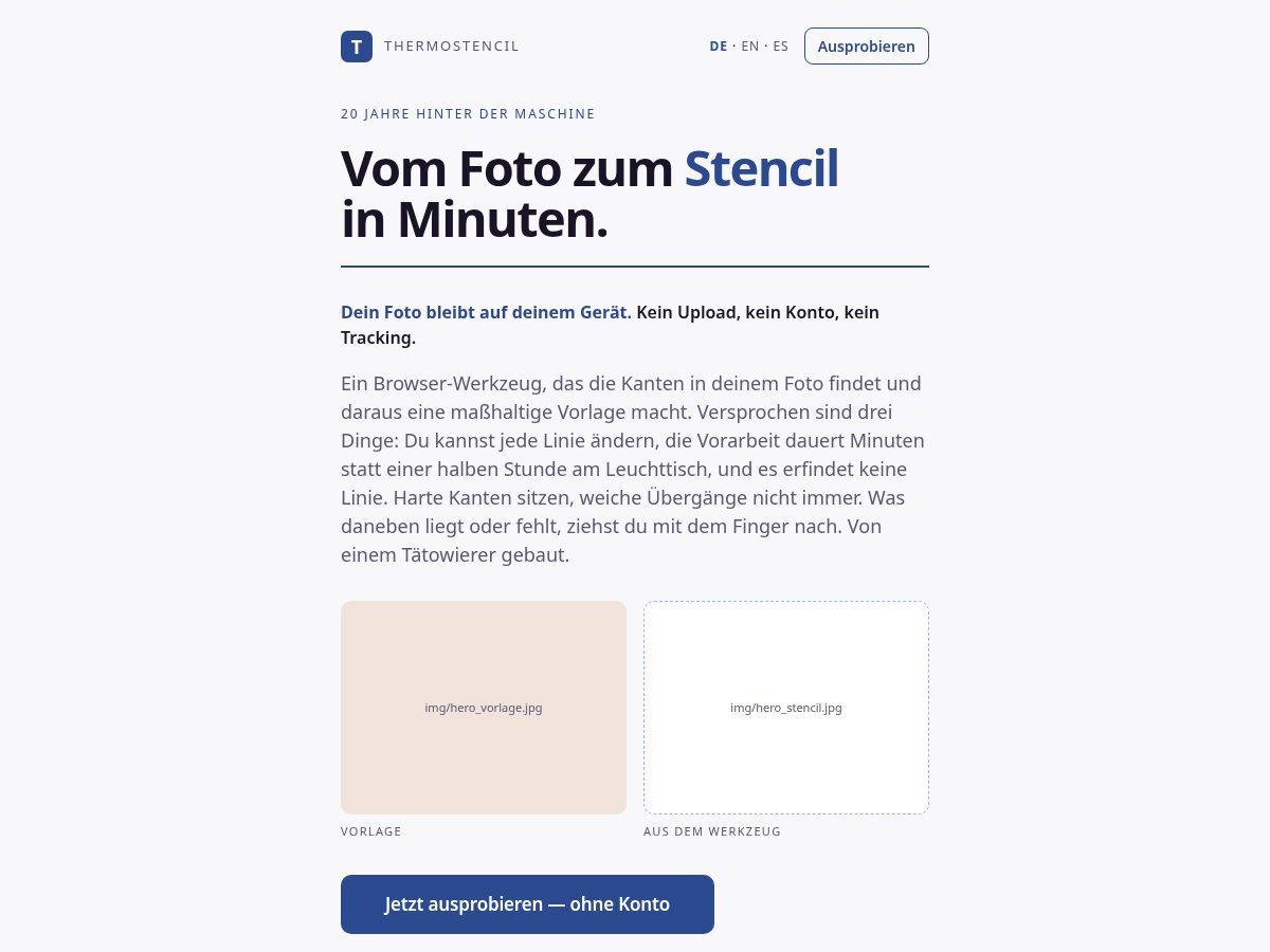Landing-page snapshot of thermalstencil.com