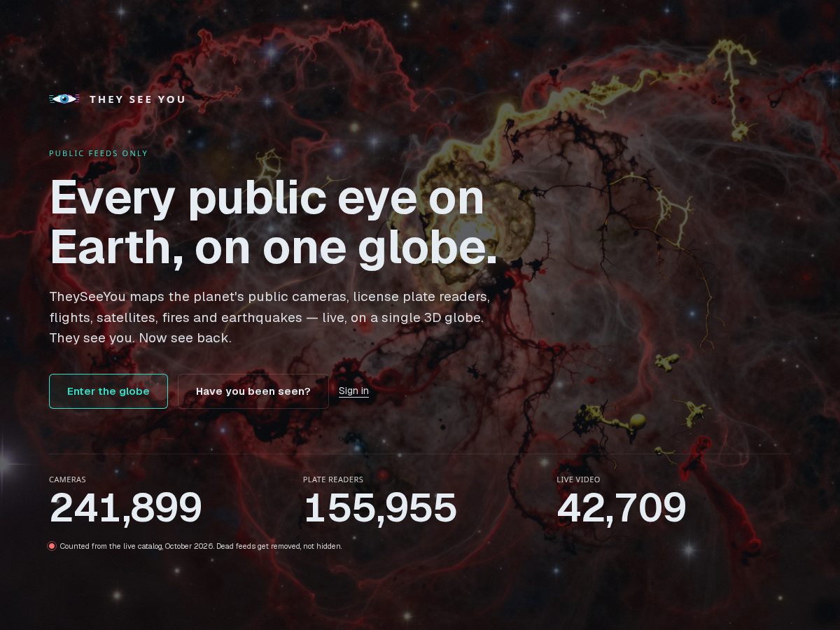 Landing-page snapshot of theyseeyou.live