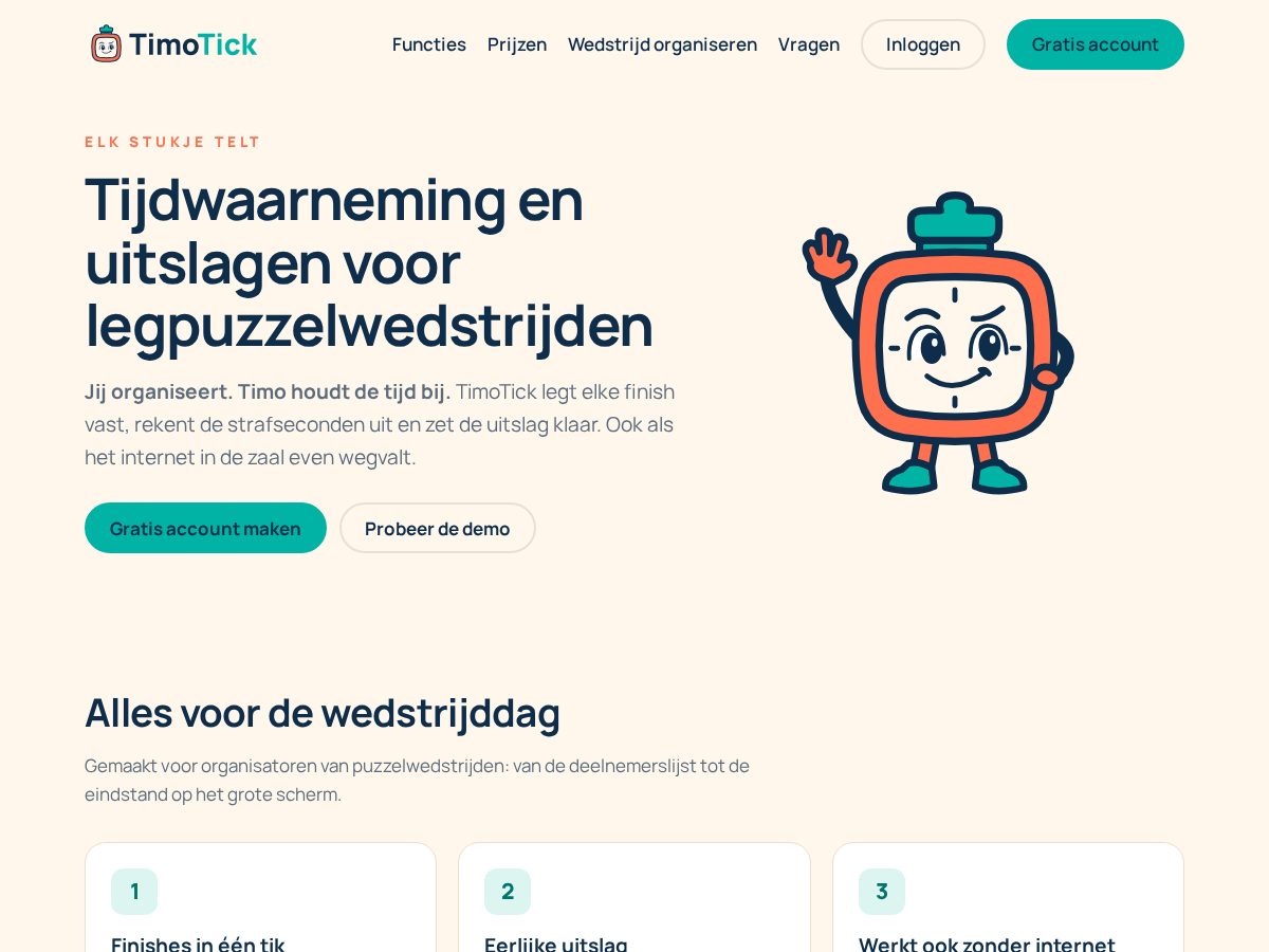 Landing-page snapshot of timotick.com
