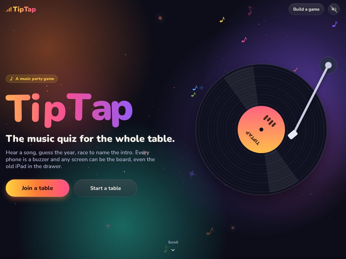 Landing-page snapshot of tiptap.buzz