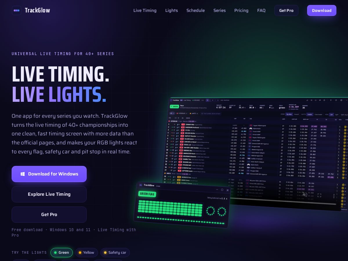 Landing-page snapshot of trackglow.net