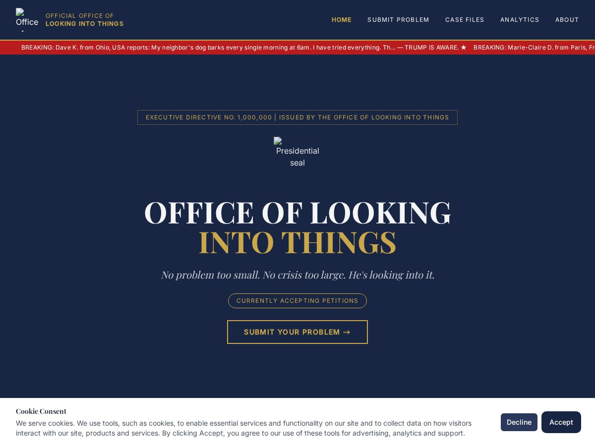 Landing-page snapshot of trumpshouldlookintothat.org