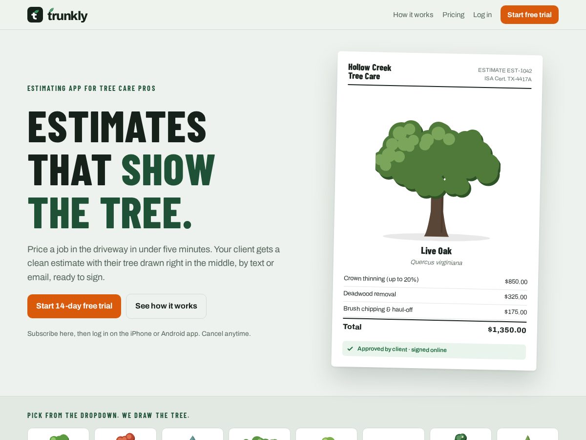 Landing-page snapshot of trunklyapp.com