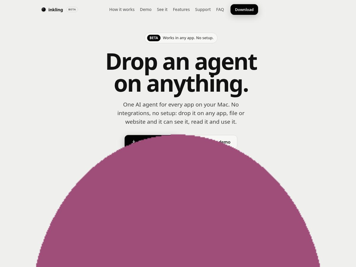 Landing-page snapshot of tryinkling.dev