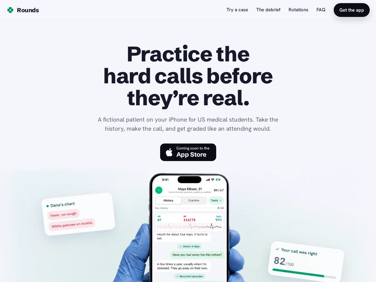 Landing-page snapshot of tryroundsapp.com