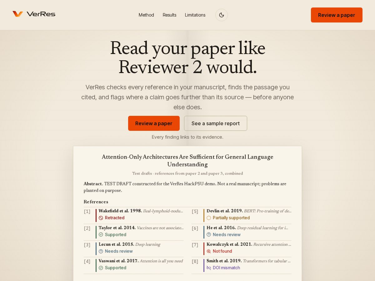 Landing-page snapshot of verres.app