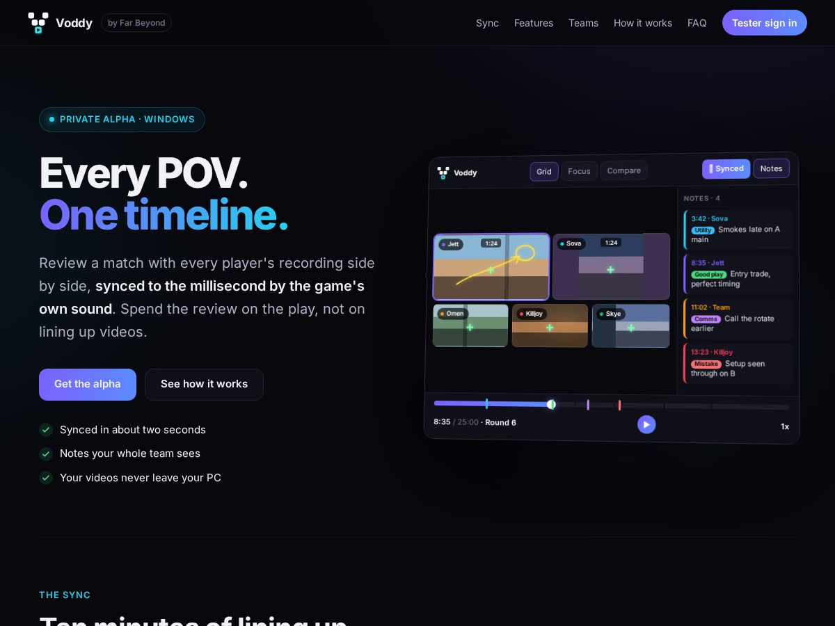 Landing-page snapshot of voddy.app