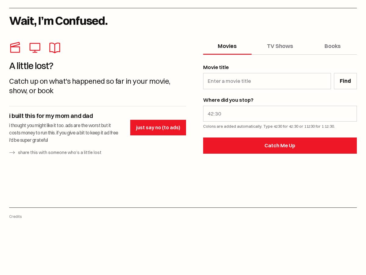 Landing-page snapshot of waitimconfused.com