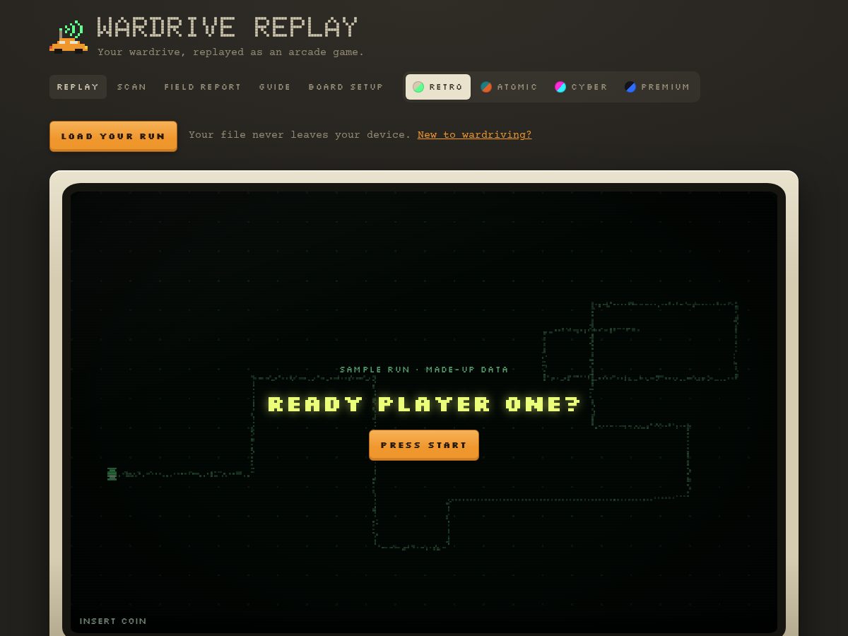 Landing-page snapshot of wardriverreplay.com