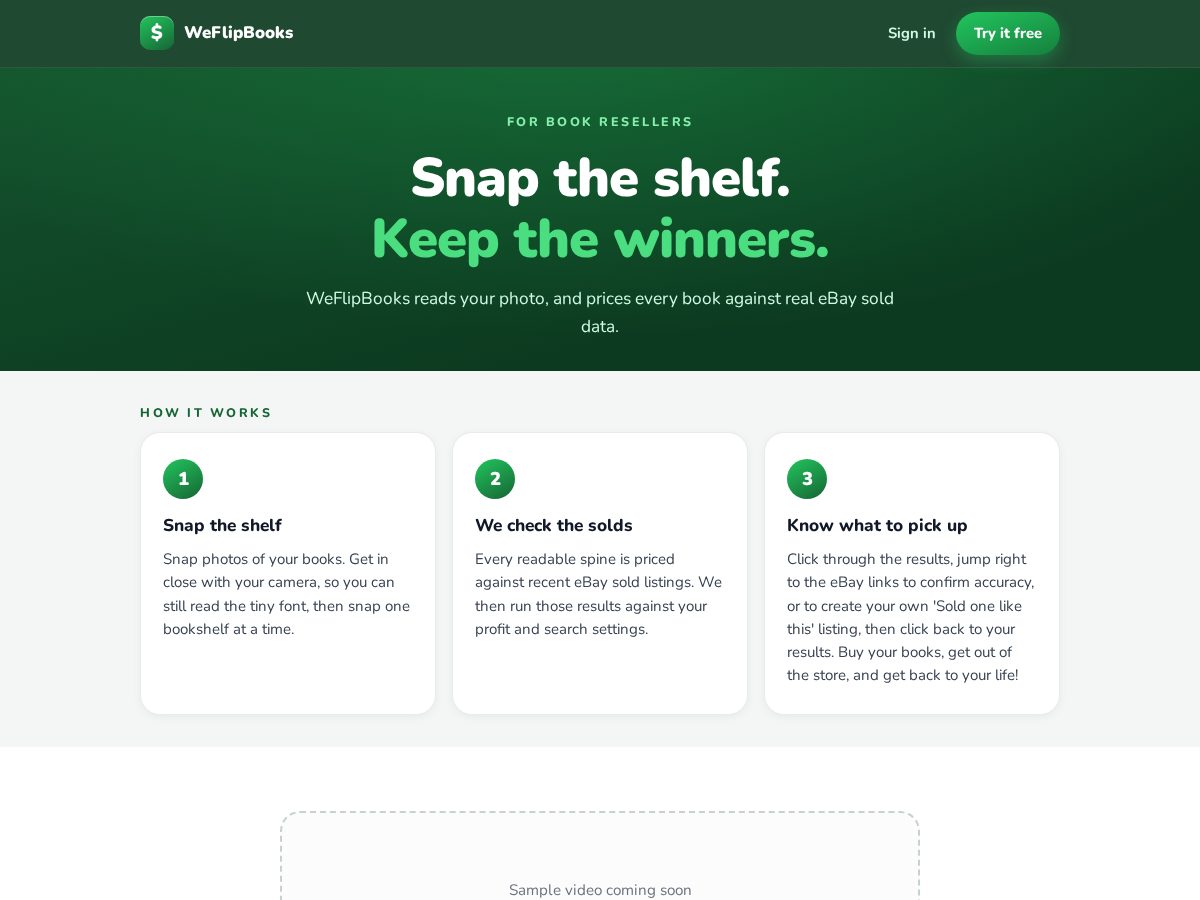 Landing-page snapshot of weflipbooks.com
