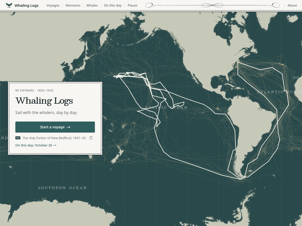 Landing-page snapshot of whalinglogs.com