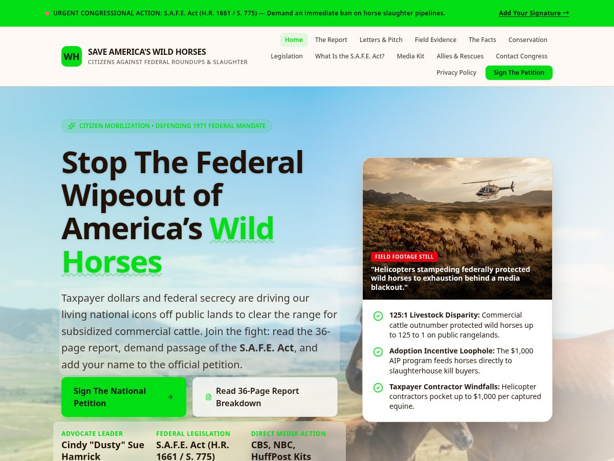Landing-page snapshot of wildhorseguardian.org