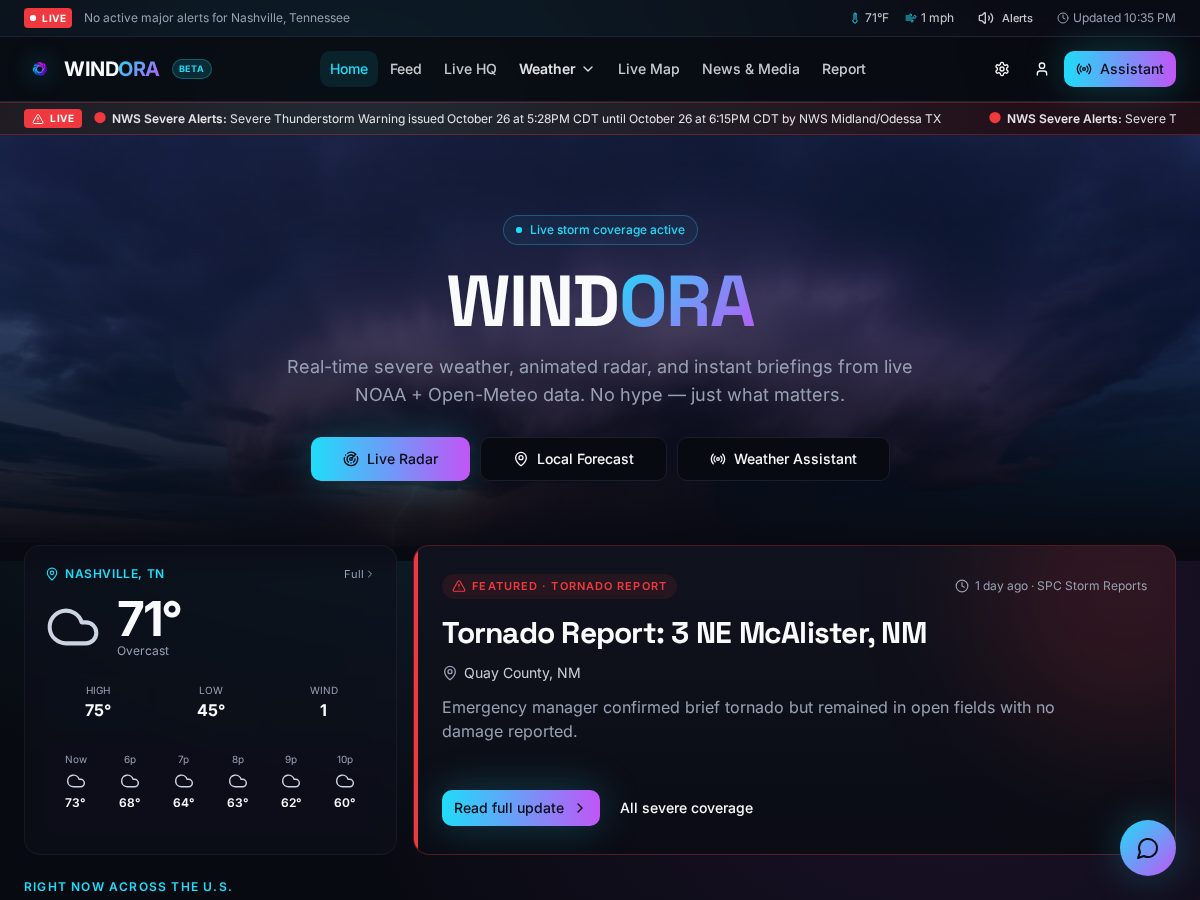 Landing-page snapshot of windoraweather.com