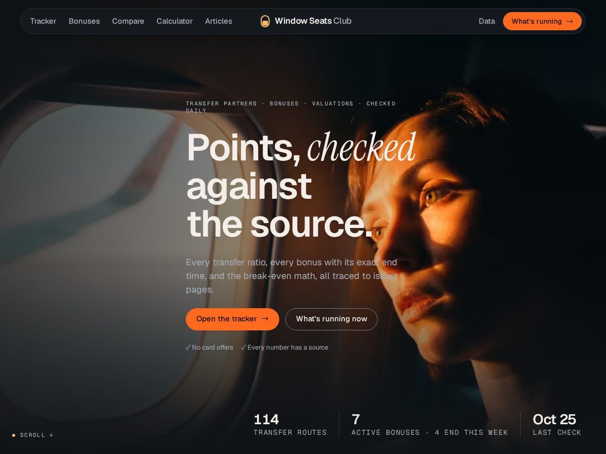 Landing-page snapshot of windowseatsclub.com