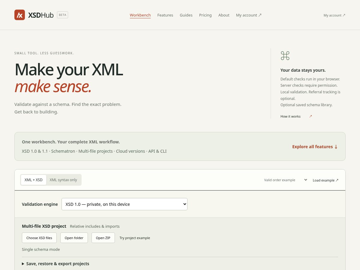 Landing-page snapshot of xsdhub.com