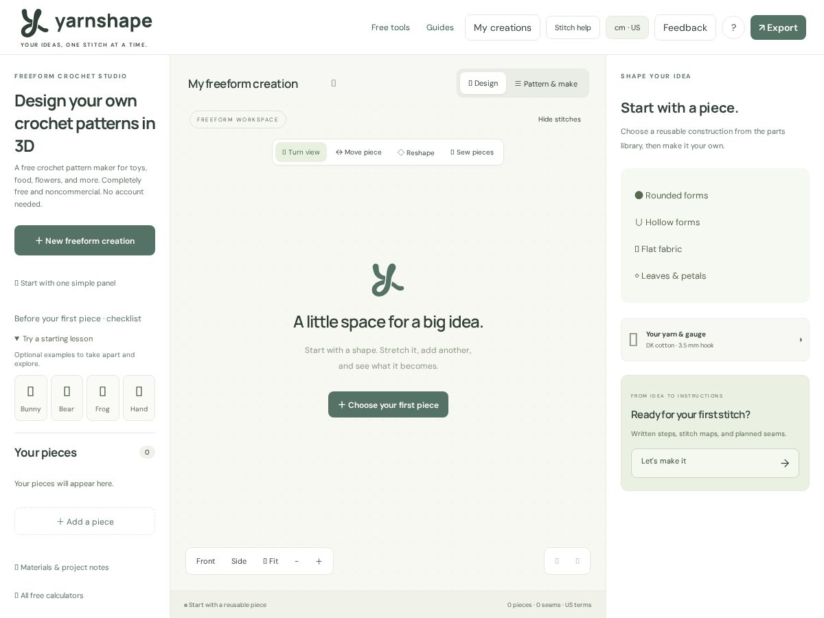 Landing-page snapshot of yarnshape.com
