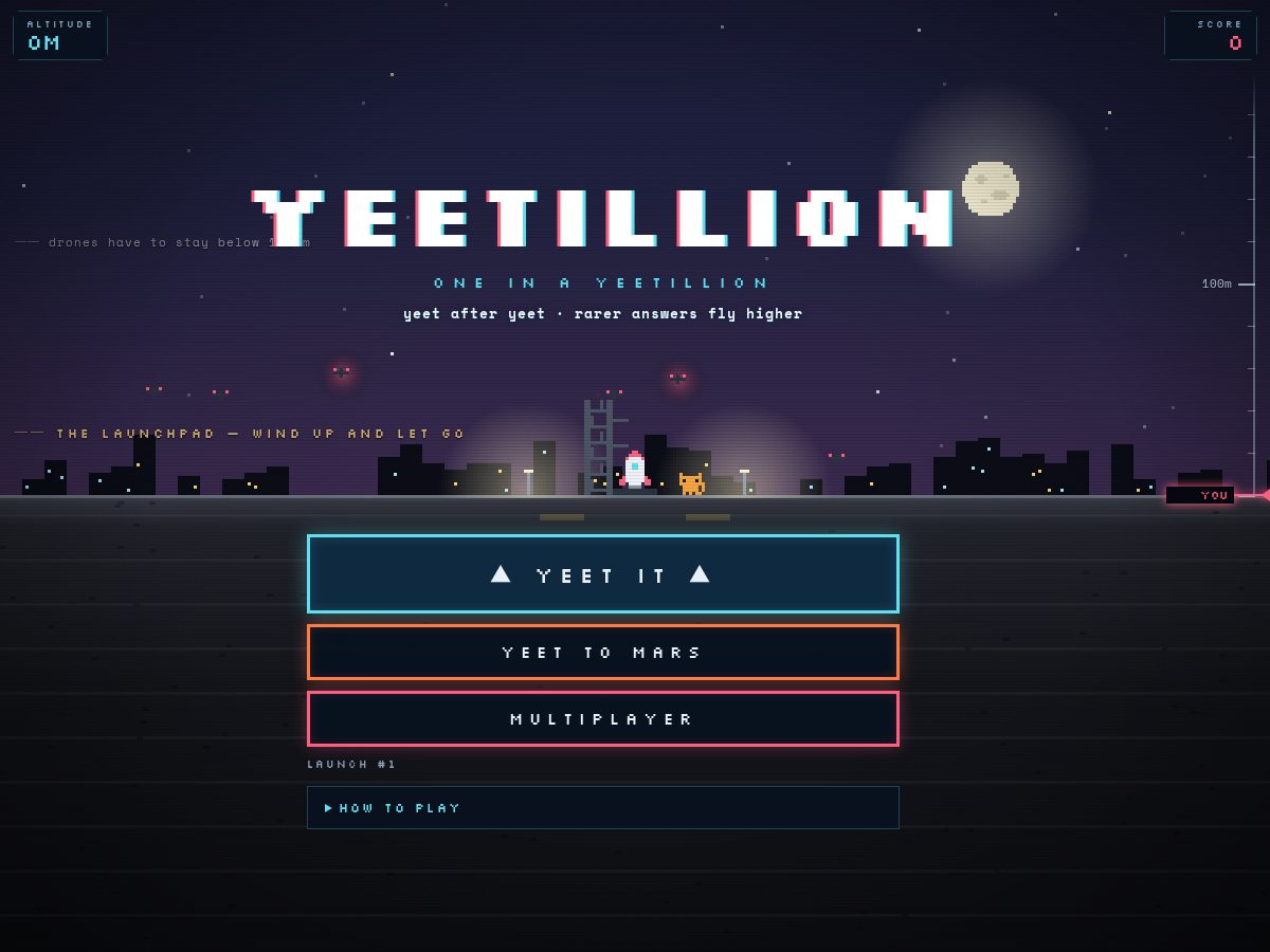 Landing-page snapshot of yeetillion.com