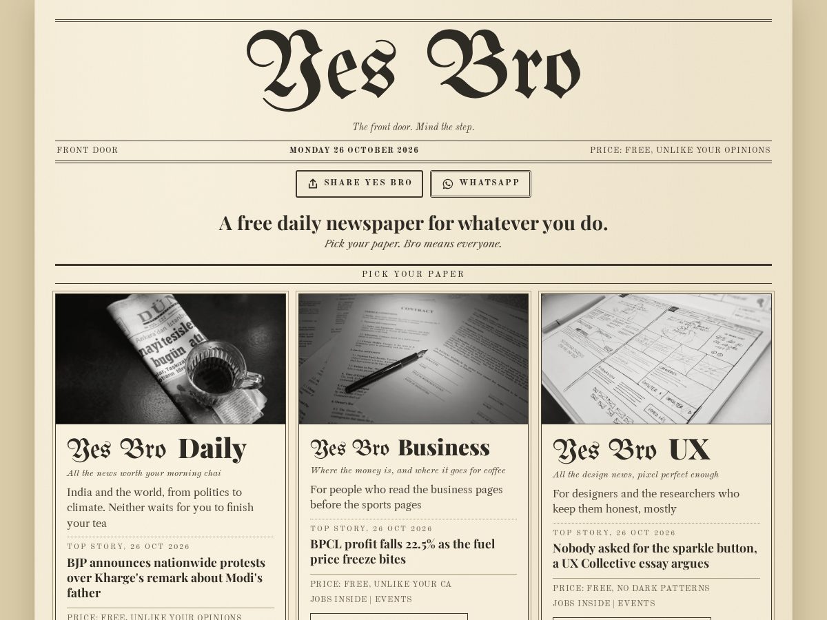 Landing-page snapshot of yesbrohq.com