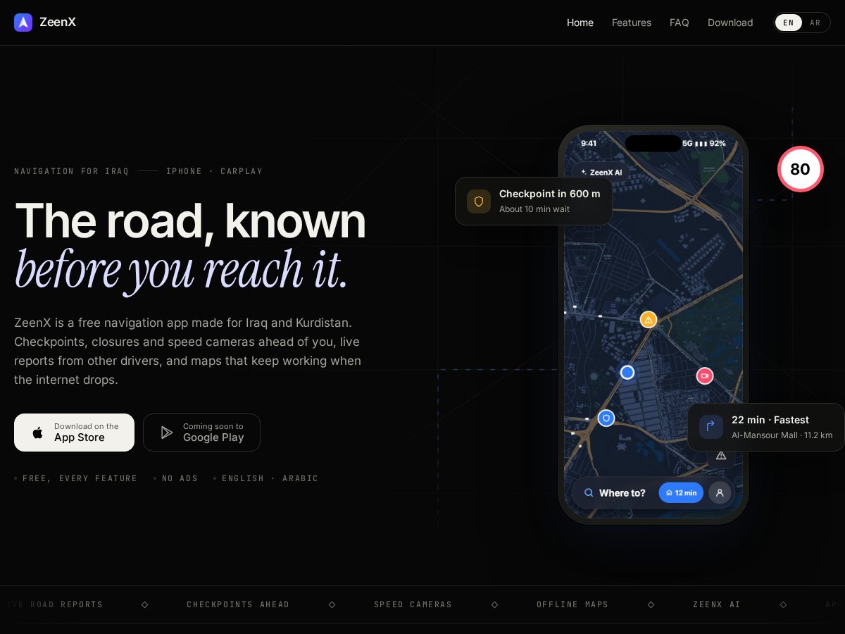 Landing-page snapshot of zeenx-nav.com
