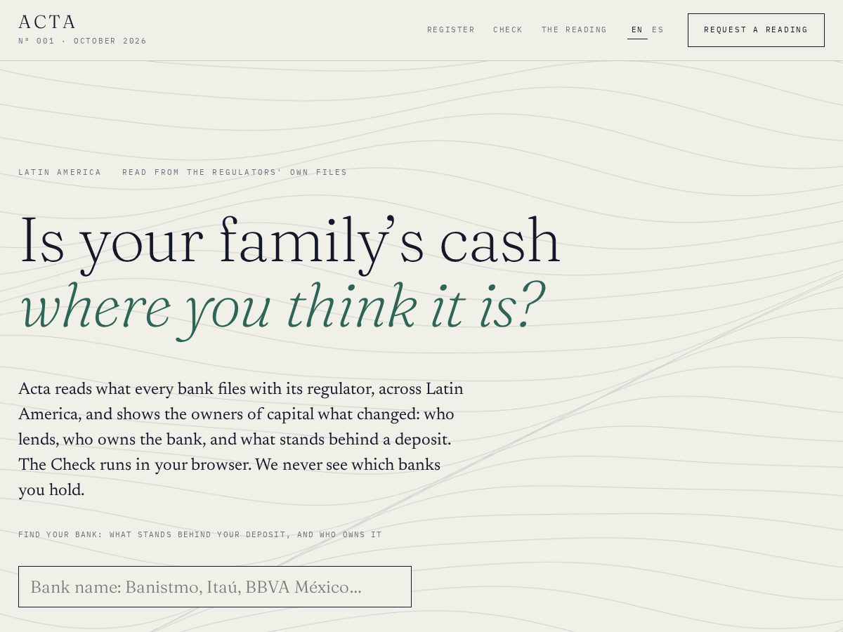 Landing-page snapshot of acta.lat