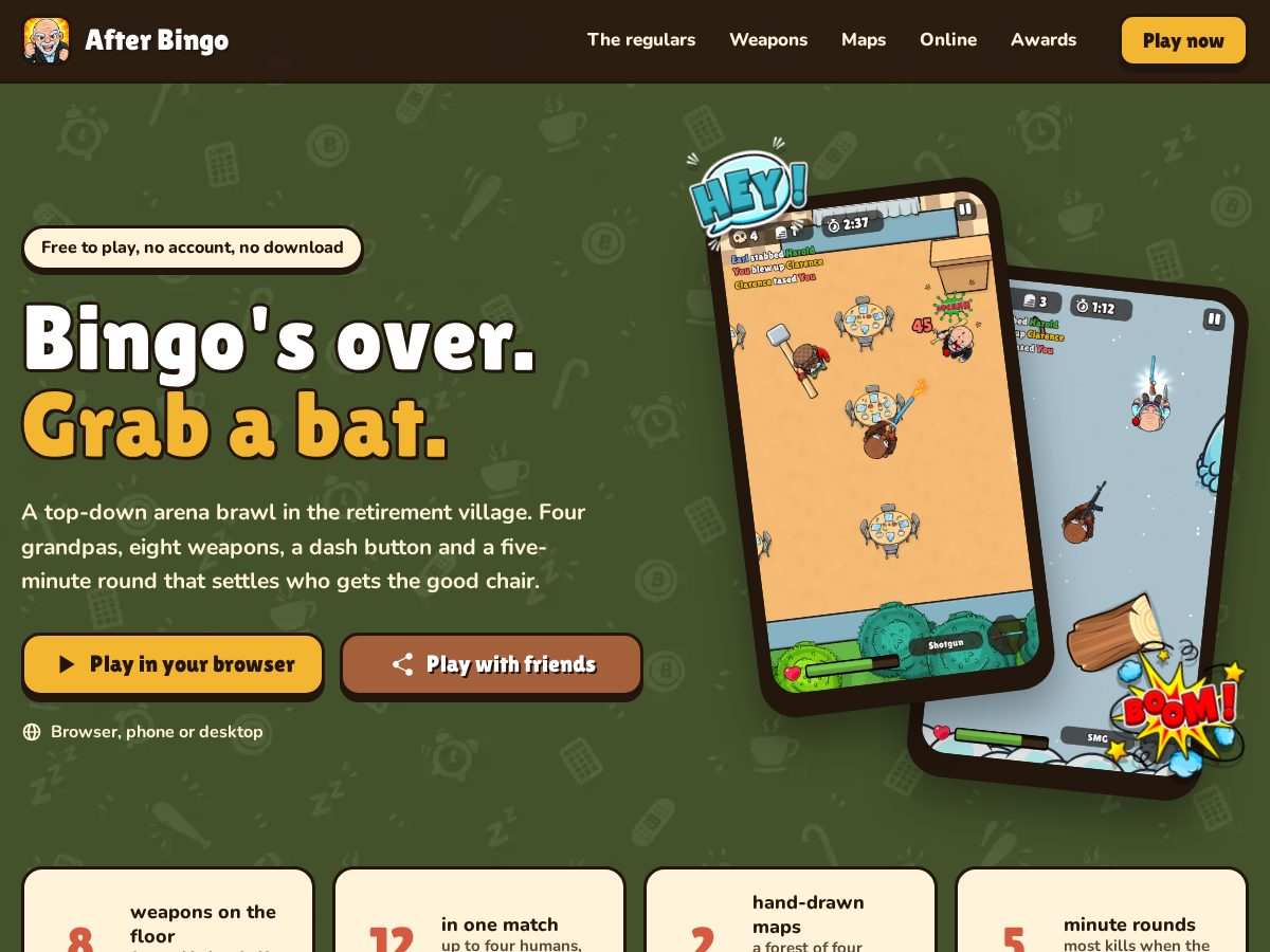 Landing-page snapshot of afterbingo.app