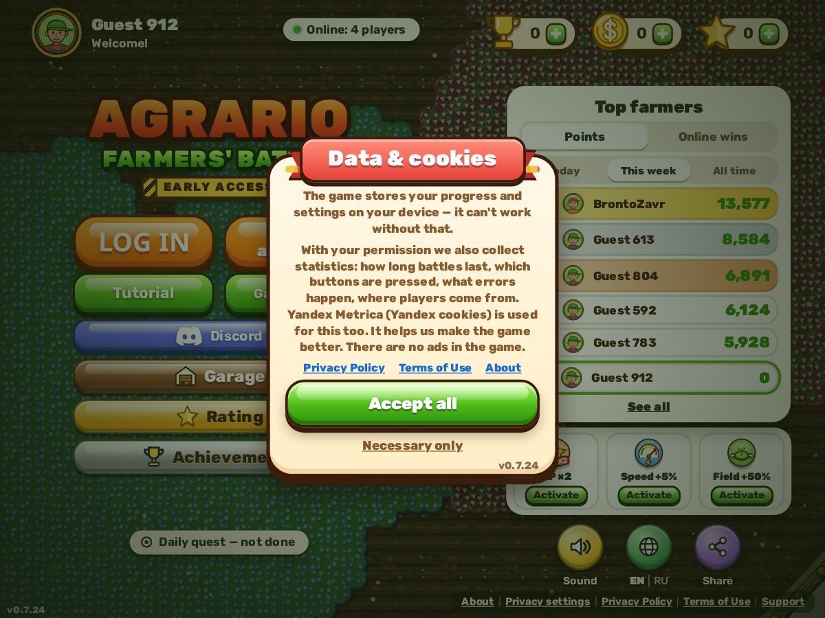 Landing-page snapshot of agrario.net