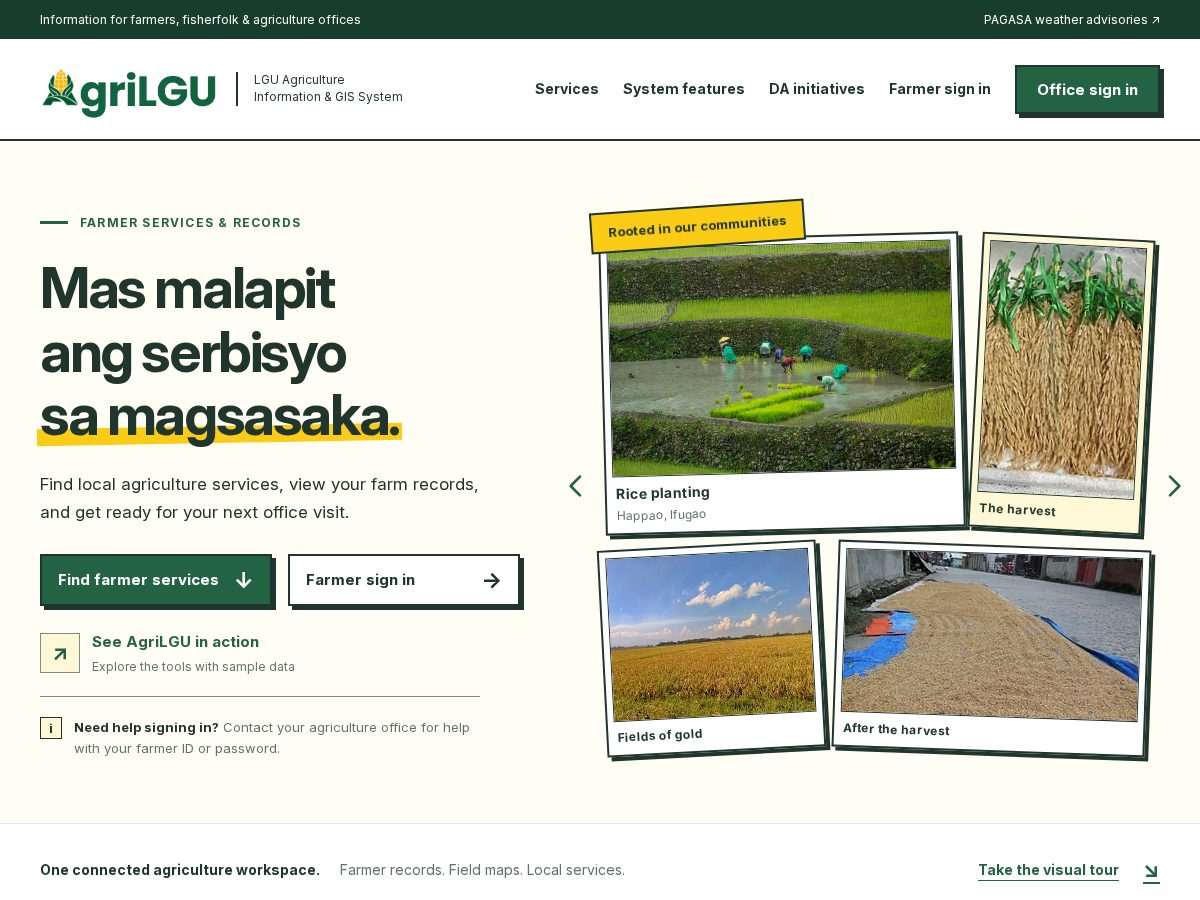 Landing-page snapshot of agri-lgu.online