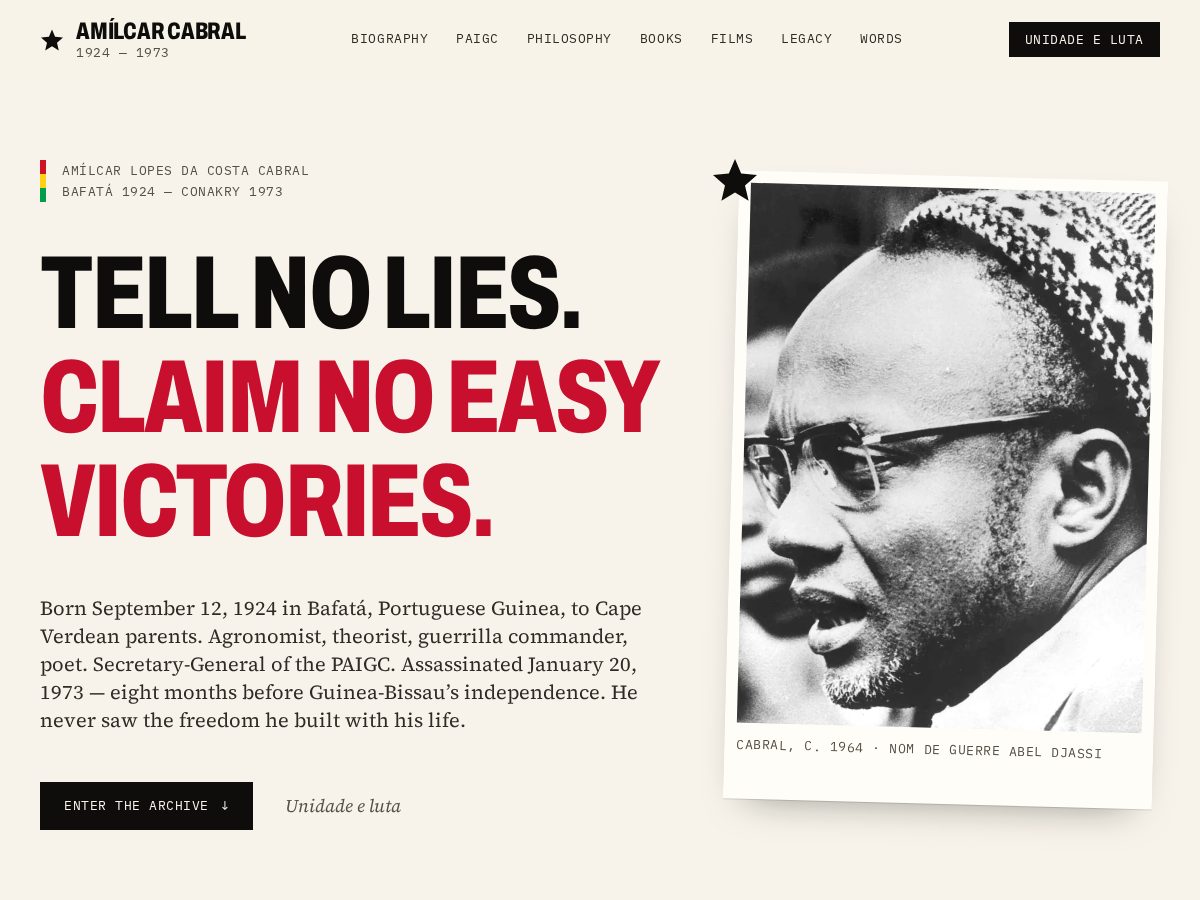 Landing-page snapshot of amilcarcabral.net