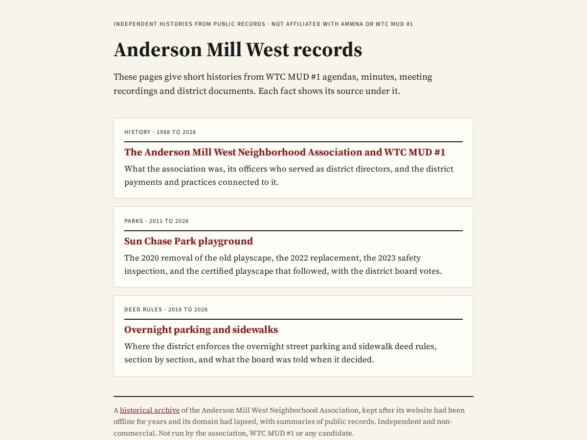 Landing-page snapshot of amwna.org